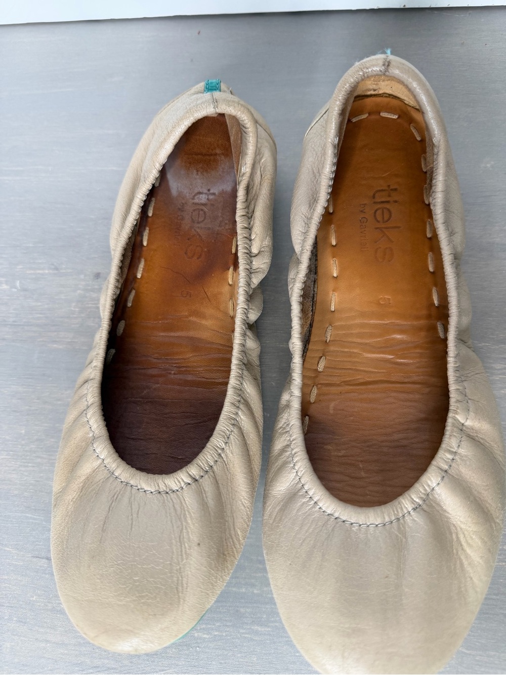 Tieks By Gavrieli Leather Ballet Flats Womens Sz 5 Taupe Beige Neutral - Picture 4 of 7